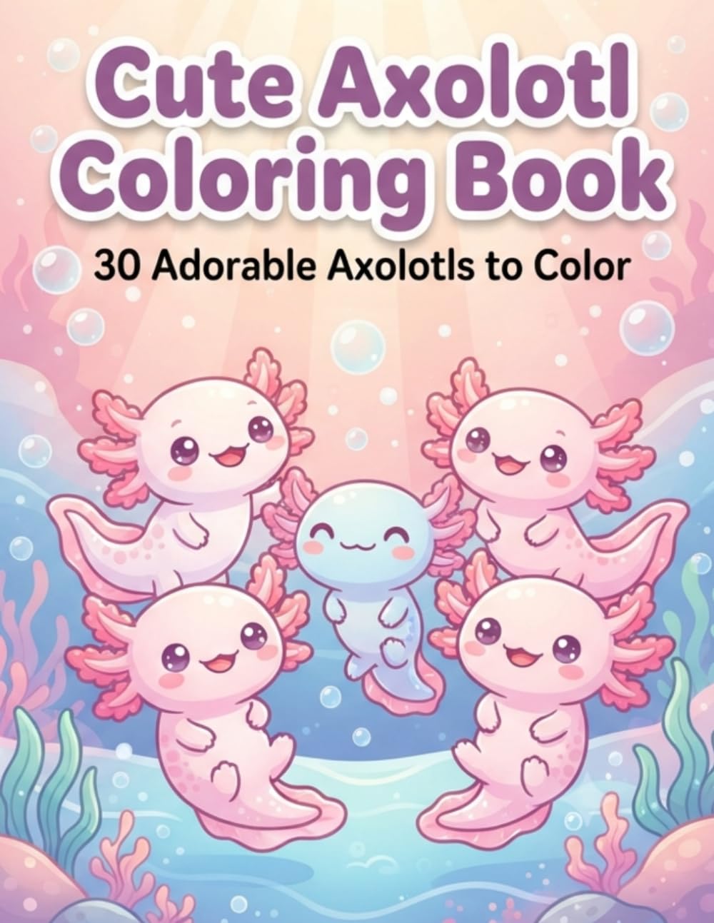 Cute Axolotl Coloring Book: Bold & Easy Axolotl Designs for Hours of Coloring Fun