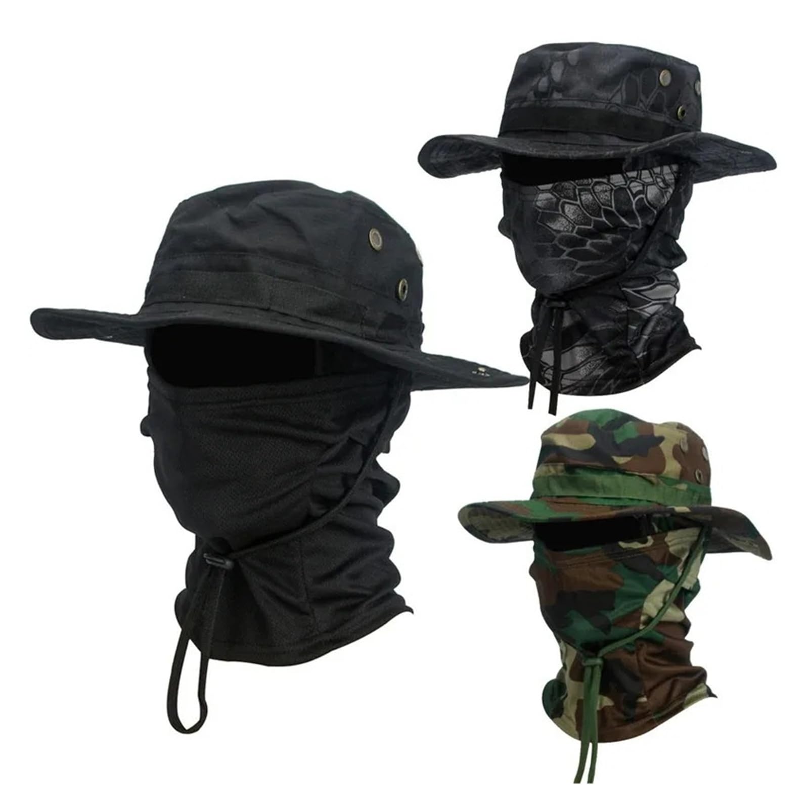 2 unids/set sombrero de ala ancha conjunto hombres gorra protección solar for exteriores senderismo Camping pesca sol pescador