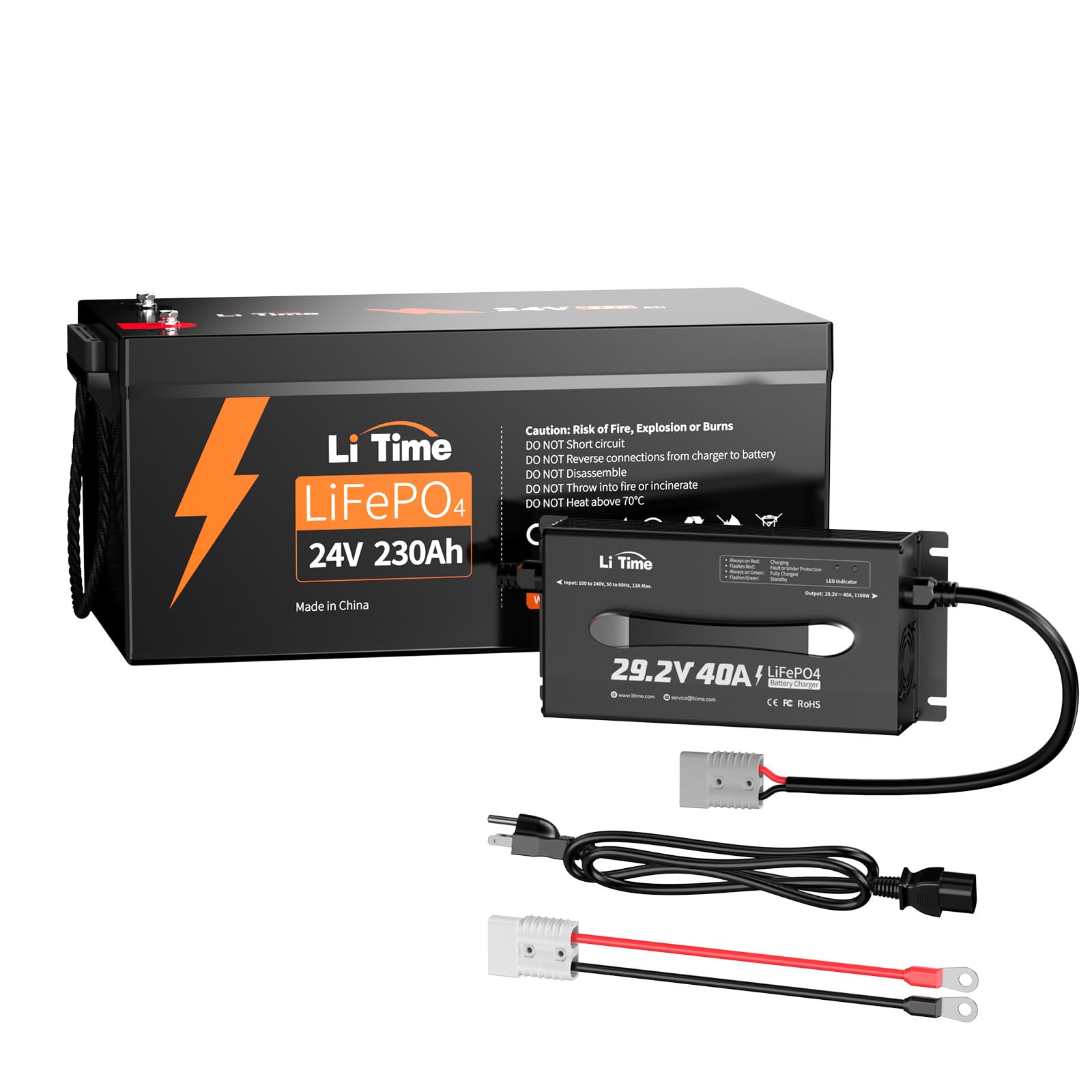 LiTime 24V 230Ah Lithium Battery with 40A Charger Kit