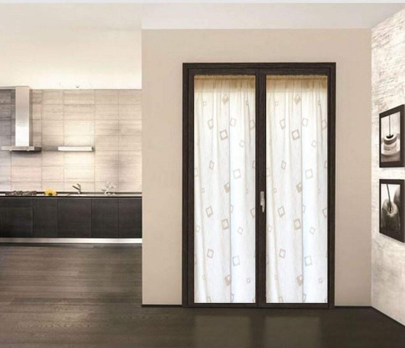 Coppia Tendine per Finestra e Porta a Vetro Larghezza 60-80 cm-Tende su Misura (A-Bianco 60x150 cm)