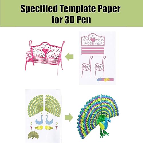 20 folhas de impressão 3D moldes de papel para caneta de impressão 3D, 40 padrões reutilizáveis com