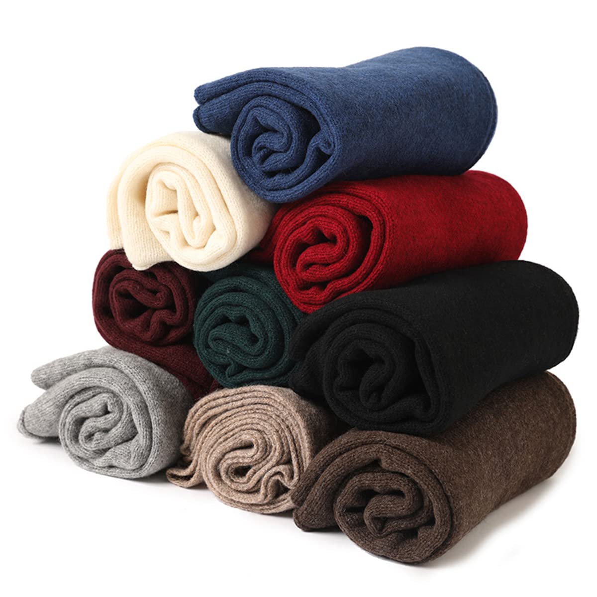 Invierno Cálido Bufanda de Punto para Hombre Mujer, Bufandas Largas de Lana y Yak Terciopelo Mezcla de Color Sólido, Unisex Braga Cuello Suave Punto Calentador para Esquí Deporte Regalos Navy Blue