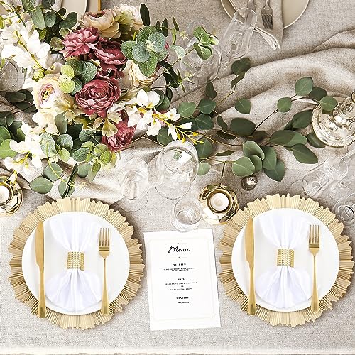 Mifoci 50 Pcs Gold Charger Plates Bulk 13 Inch Plastic Round Chargers Plates Fluted Edge Dinner Charger Plate Wedding Chargers Decorative for Table Setting Wedding Party Event Tabletop Decoration - Image 6