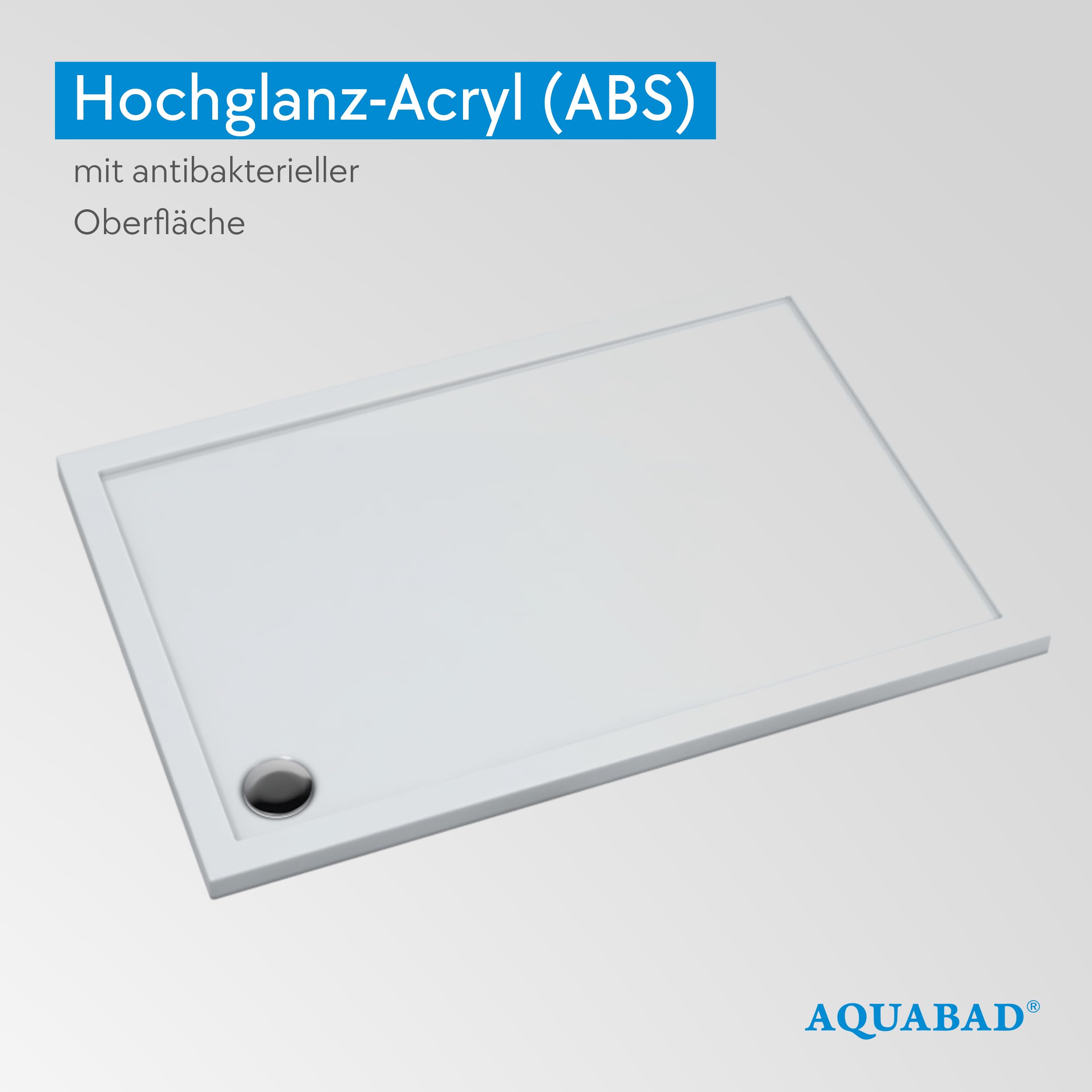 AQUABAD Duschwanne/Duschtasse | Basic Smooth White 90x120cm Rechteck