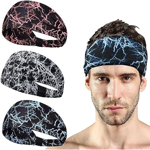 3 PCS Wide Wicking Sweat Band Headbands Cover