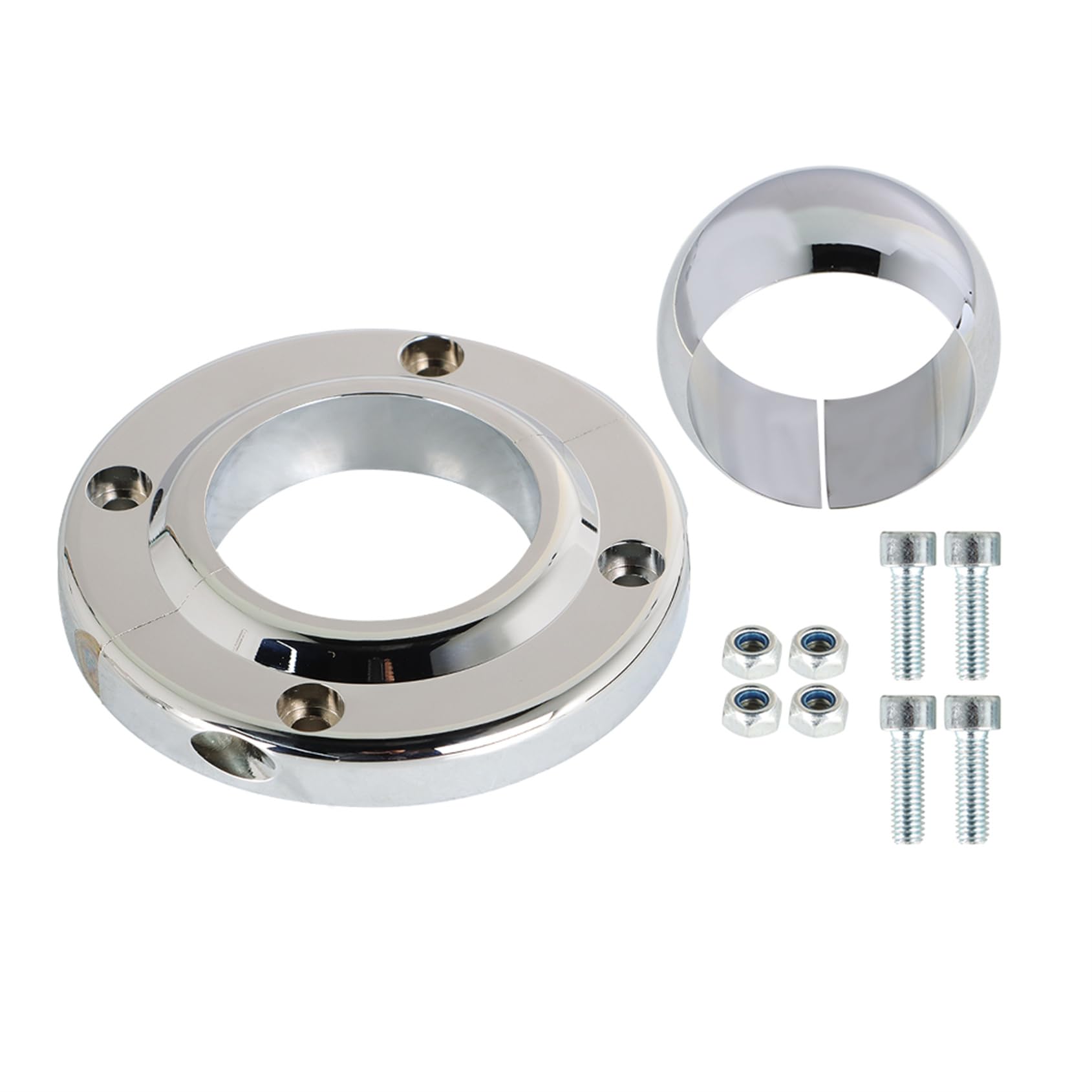 Chrome Steering Column Floor Mount Replacement for 2 Inch Columns Swivel SBC BBC 350 Universal