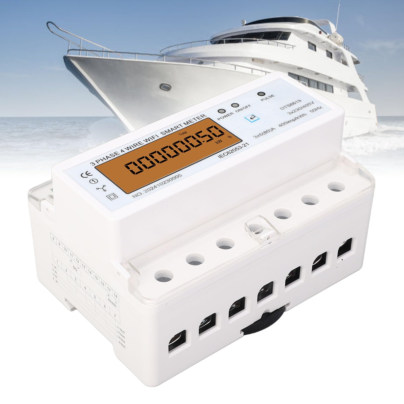 Tissting WiFi Smart Energy Meter 3 Fases 4 Hilos 80A - Medidor Inteligente de Energía con Control Remoto por App, Monitoreo en Tiempo Real, Instalación en Riel DIN