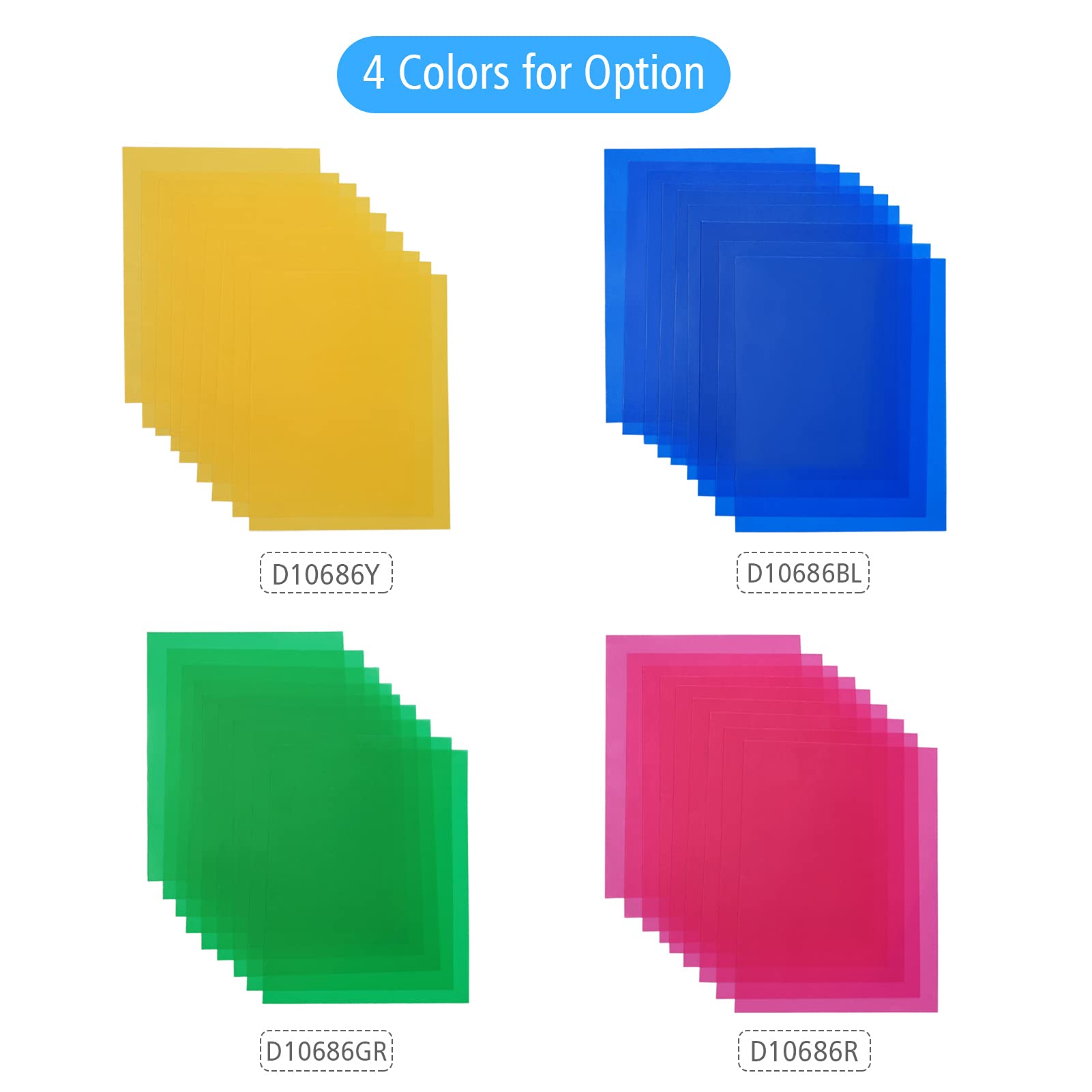 Andoer 9 pellicole colorate in gel da 30 x 20 cm, trasparente, per fotografia fotografica, stroboscopica, luce LED per fari (verde)