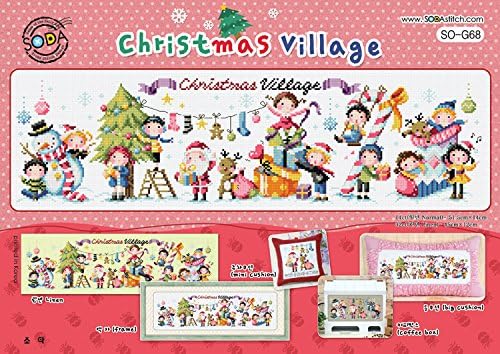 SO-G68 Christmas Village, SODA Cross Stitch Pattern leaflet, authentic Korean cross stitch design chart color printed on coated paper