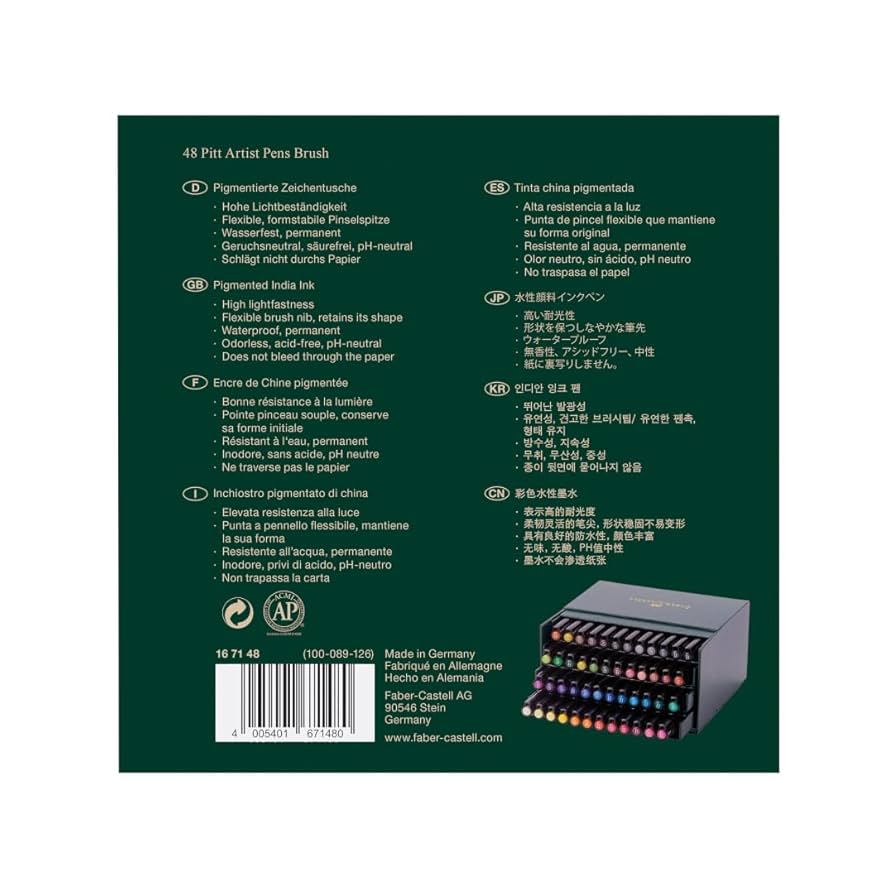 筆記具 Faber-Castell 48 PITT artist pen - brush Faber-Castel Pitt Artist Brush Pens (48 Pack), Multicolor