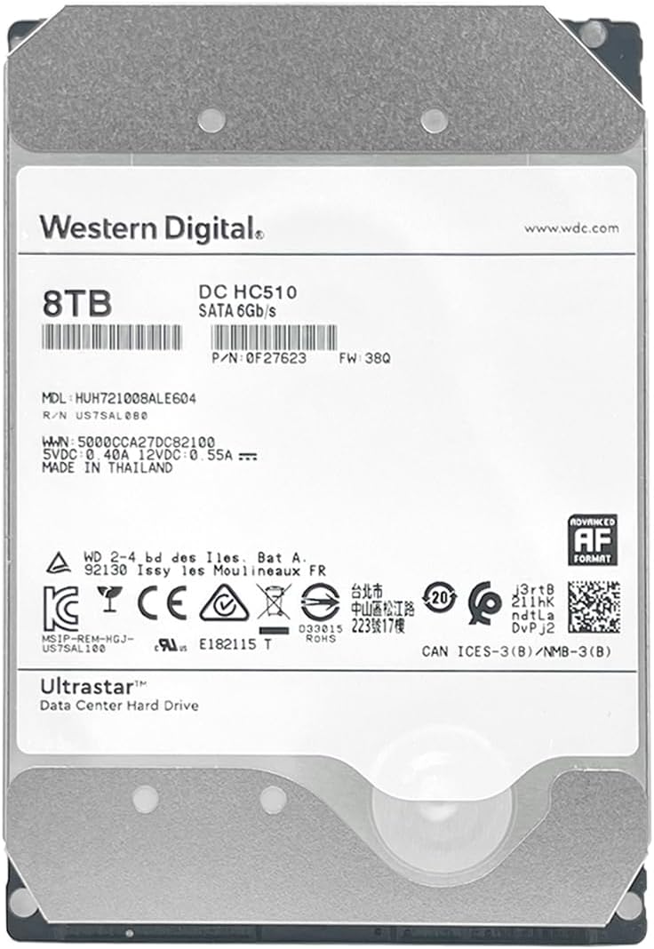 HGST WD Ultrastar DC HC510 8TB 7200 RPM 512e SATA 6Gb, s 3.5inch SE Helium Hard Drive (HUH721008ALE604) (Renewed)
