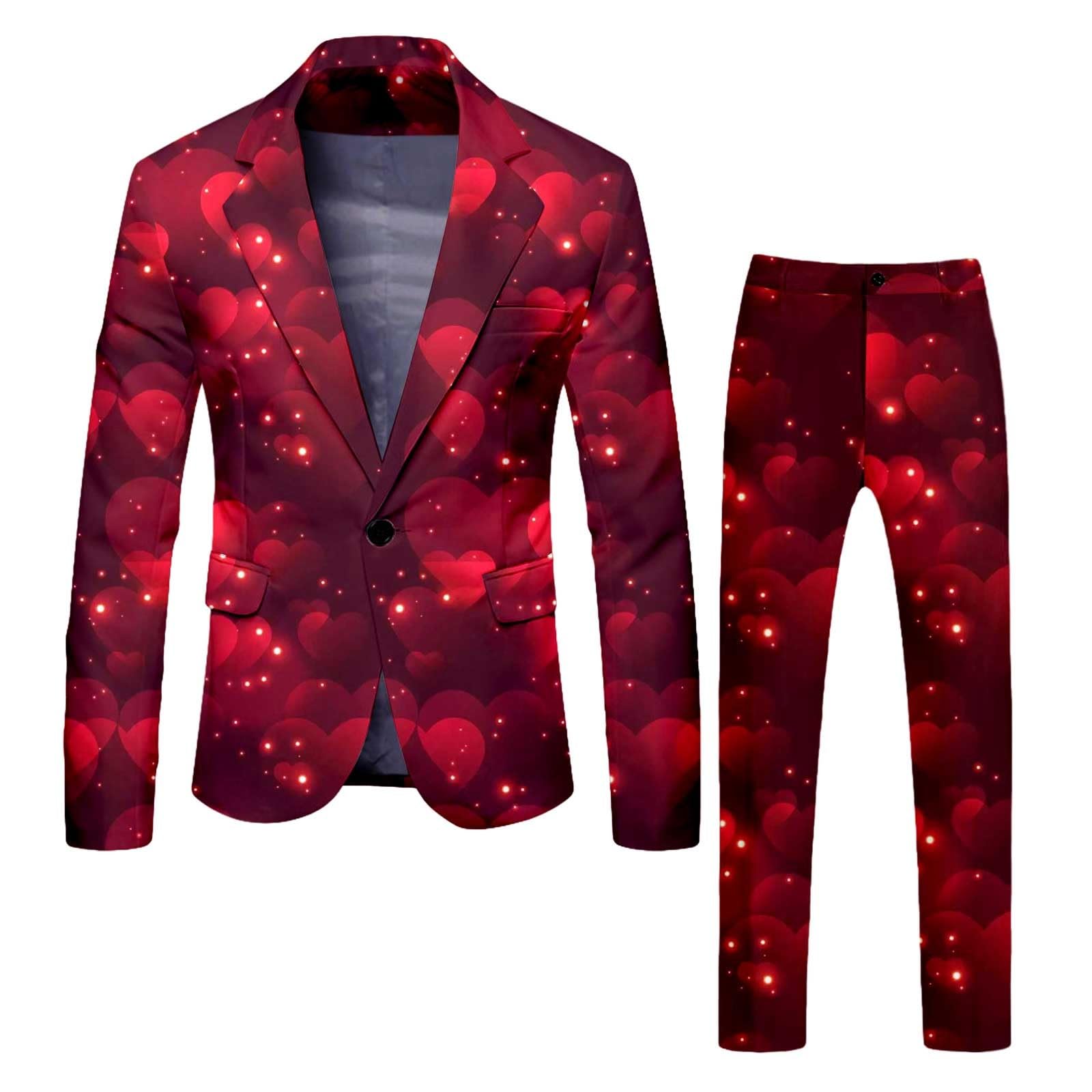 Men's 2-Piece Set, Halloween Party Costume for Men, Printed Casual Loose Clothing, Personality, Fashion Suits, Fancy Dress, Blazer, Jacket and Trousers