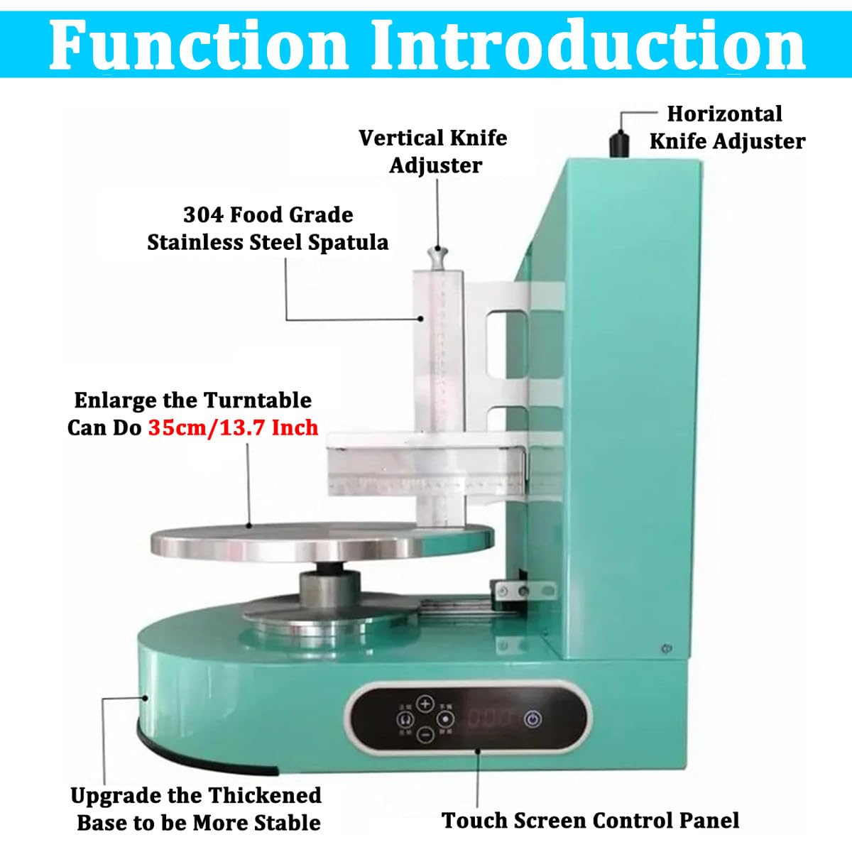Máquina para untar crema de mantequilla para tartas, raspador eléctrico giratorio ajustable para superficies de bordes de pasteles, herramienta para hornear pasteles y pan de 4 a 12 pulgadas