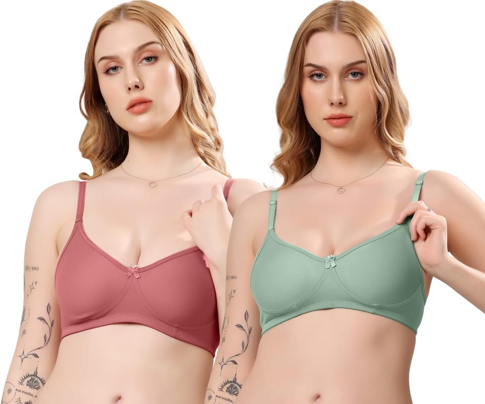 Image of London Hills Regular Bra for Women Everyday Non Padded Wire Free Mid Coverage Cotton Blend
