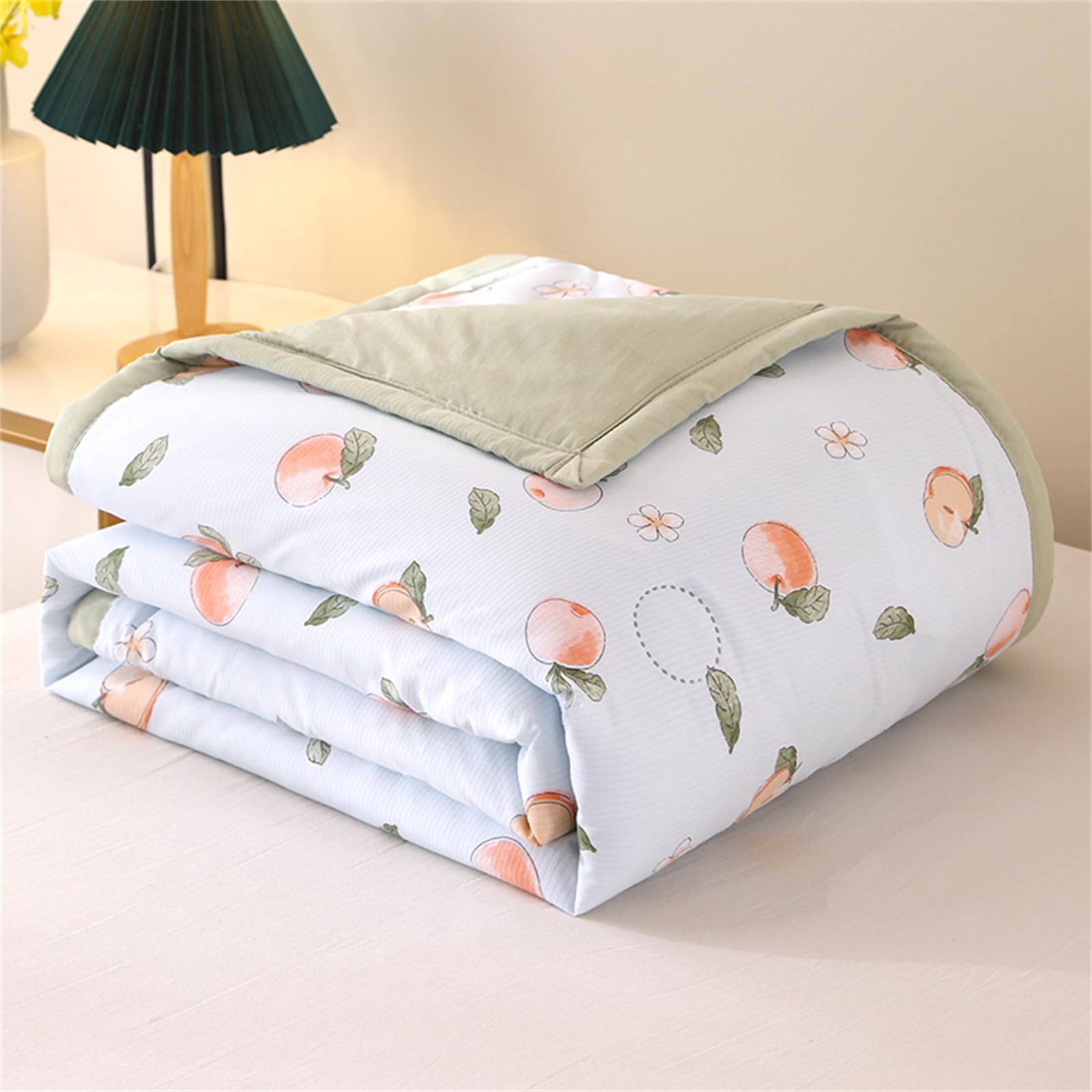 Odot Coverless Duvet 2.5 Tog Single Double King Size, Reversible Summer Quilted Duvet Cosy and Lightweight Quilt Breathable Bedspreads Quilted Throw for Beds (Apple,150 * 200cm)