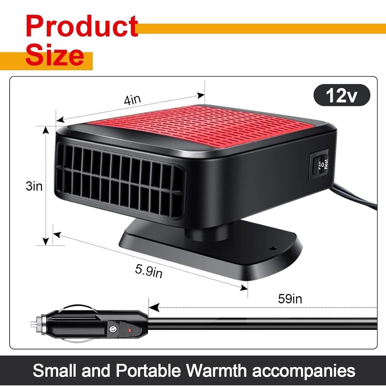 Riscaldatore per auto, ventola di riscaldamento e raffreddamento rapido da 12 V 200 W, sbrinatore e antiappannante portatile per parabrezza con spina per accendisigari per auto, camper e SUV