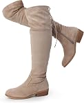Hawkwell Women's Thigh High Fashion Boots Over The Knee Low Flat Heel Boots
