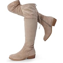 Hawkwell Womens Thigh High Fashion Boots Over The Knee Black Low Flat Heel Boots