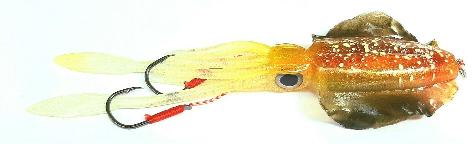 Brutale Heavy Squid Calamaro Gomma 60Gr Marrone Fluo Pesca Dentice Vertical