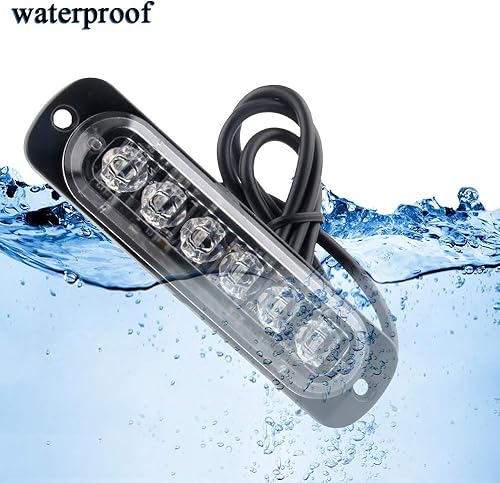 Miniatura 5 de KaiDengZhe 4 unidades, 6 LED, azul, ultra delgado, función de sincronización, advertencia, baliza de emergencia, advertencia, intermitente,