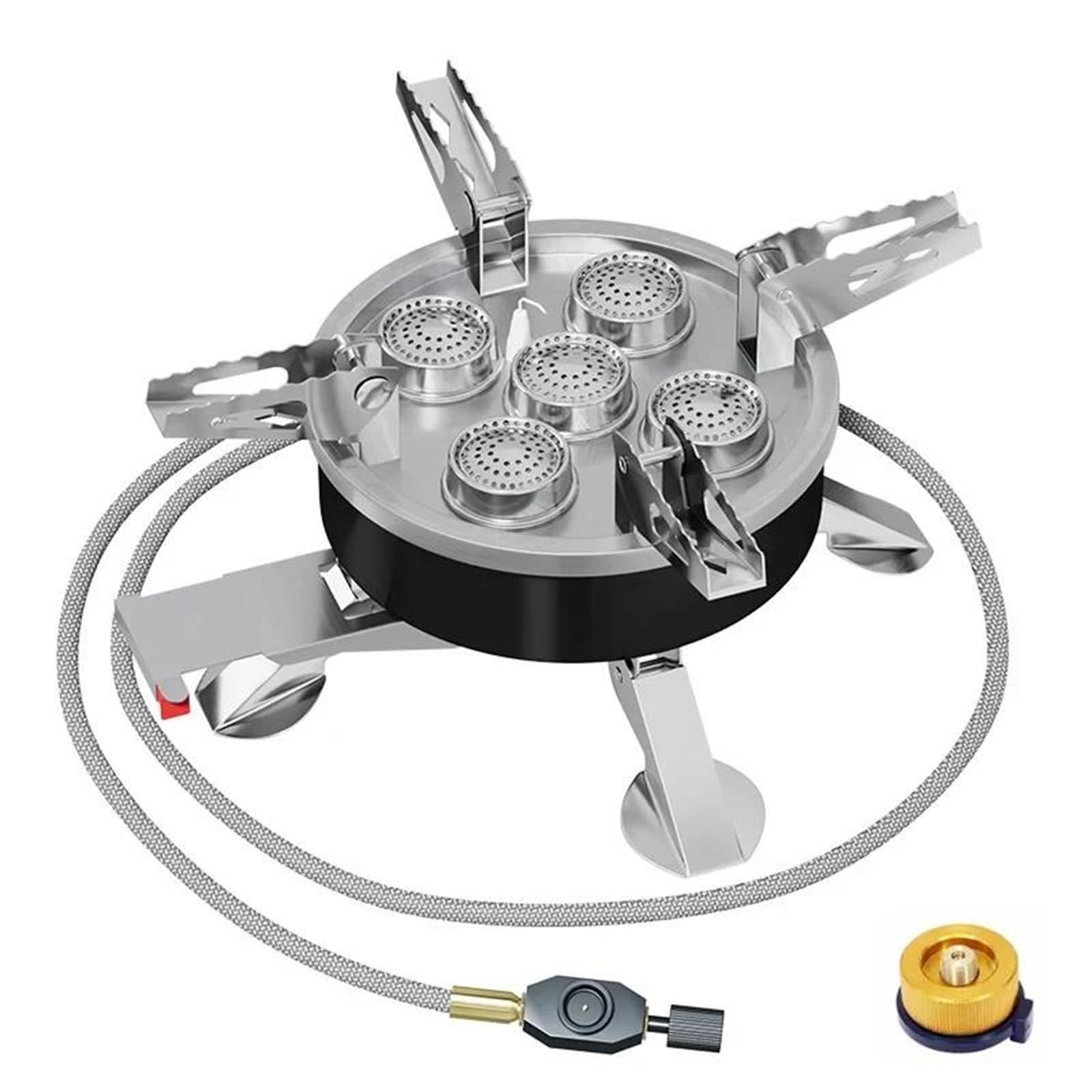 LKHLTBF 11800W Stove Camping 5 Head Gas Stove Cookware Picnic BBQ Supplies