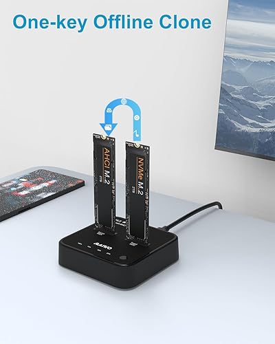 Miniatura 5 de MAIWO K3016P2 NVMe AHCI M.2 SSD Duplicador, USB3.2 Tipo C 20Gbps Clone Docking Station, para M.2 SSD 2230/2242/2260/2280, compatible con una tecla