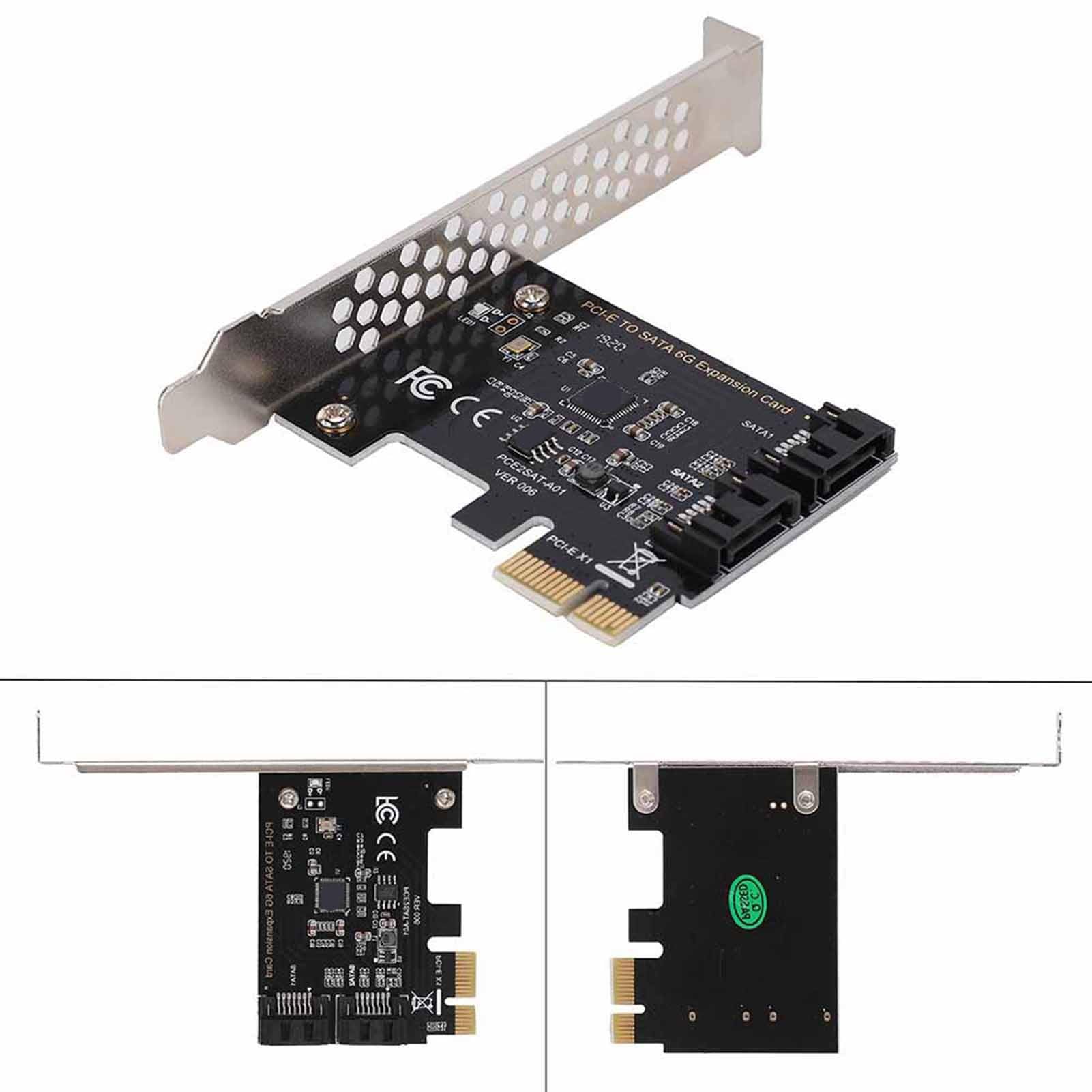 Carte PCI Express, 6 Gbps Cartes d'adaptateur d'extension Cartes PCI-E PCI Express vers SATA 3.0 2 Ports SATA III Adaptateur PCI-E pour XP/7/8, Vista, Mac, Linux, Server2003.