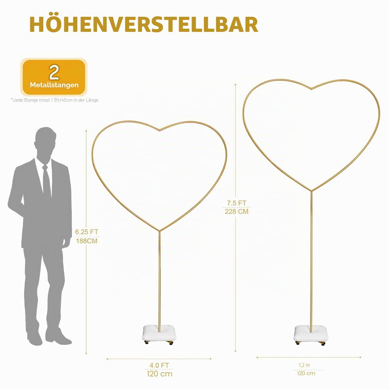 YALLOVE Bracket Herz Form Ballon Post Arch Kit Valentinstag Party Hochzeit Jubiläum Romantische Dekoration