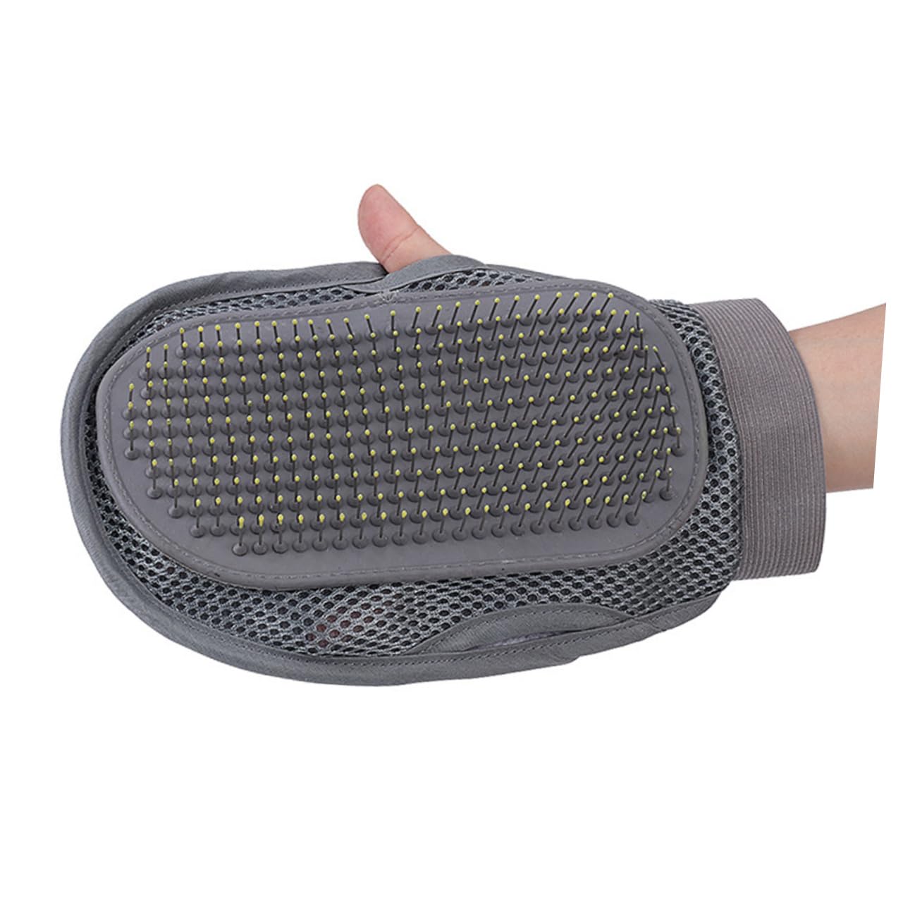 Abaodam 1Pair Pet Grooming Massage Glove for Cats Dogs Gentle Deshedding Brush with Efficient Hair Removal Dual Sided Grooming Mitt for Bathing and Shedding Control Grey