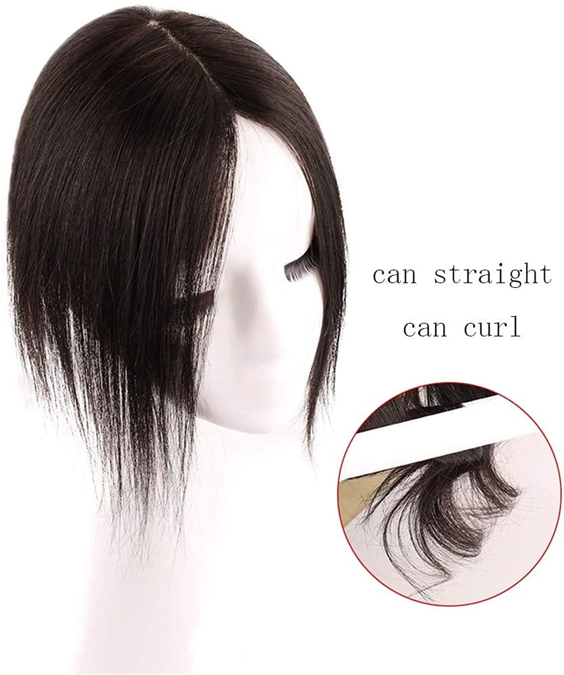 Clip in Real Human Hair Silk Base Crown Topper 8x12cm Hair Toppers Toupee Wiglet Hairpiece for Women with Thinning Hair, 10 inches