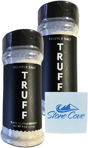 Truff - Paquete de sal de trufa negra con imán para refrigerador Stone Cove - 9 onzas por botella - Fabricado con sal marina fina y trufa negra disponible en Yaxa Colombia