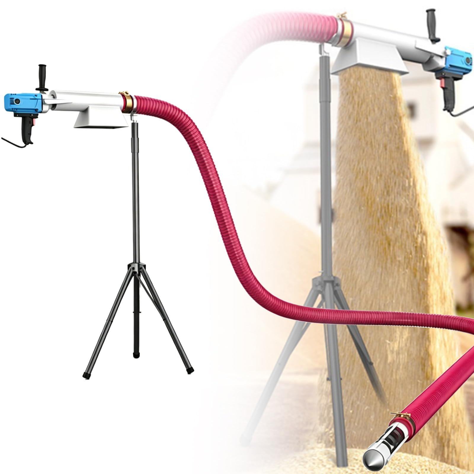 Transportador de Tornillo Sinfín para Grano Motor de 2200W Capacidad 100-200kg por Minuto para Maíz Trigo y Cemento en Silos Camiones y Granjas Ganaderas TotalLength1.5m-220V