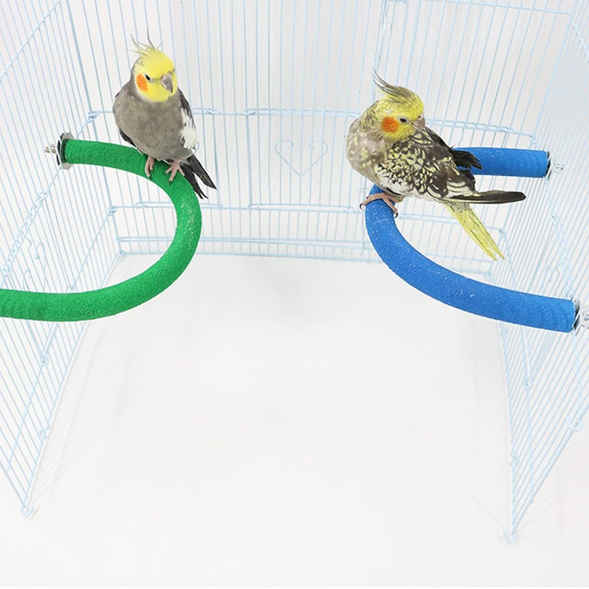 U Shape Parrot Perch Stand Pet Toy Bird Platform Sand Paw Grinding Clean Stick Cage Exercise Conure Budgie Cockatiel Accessories (Large,Green)
