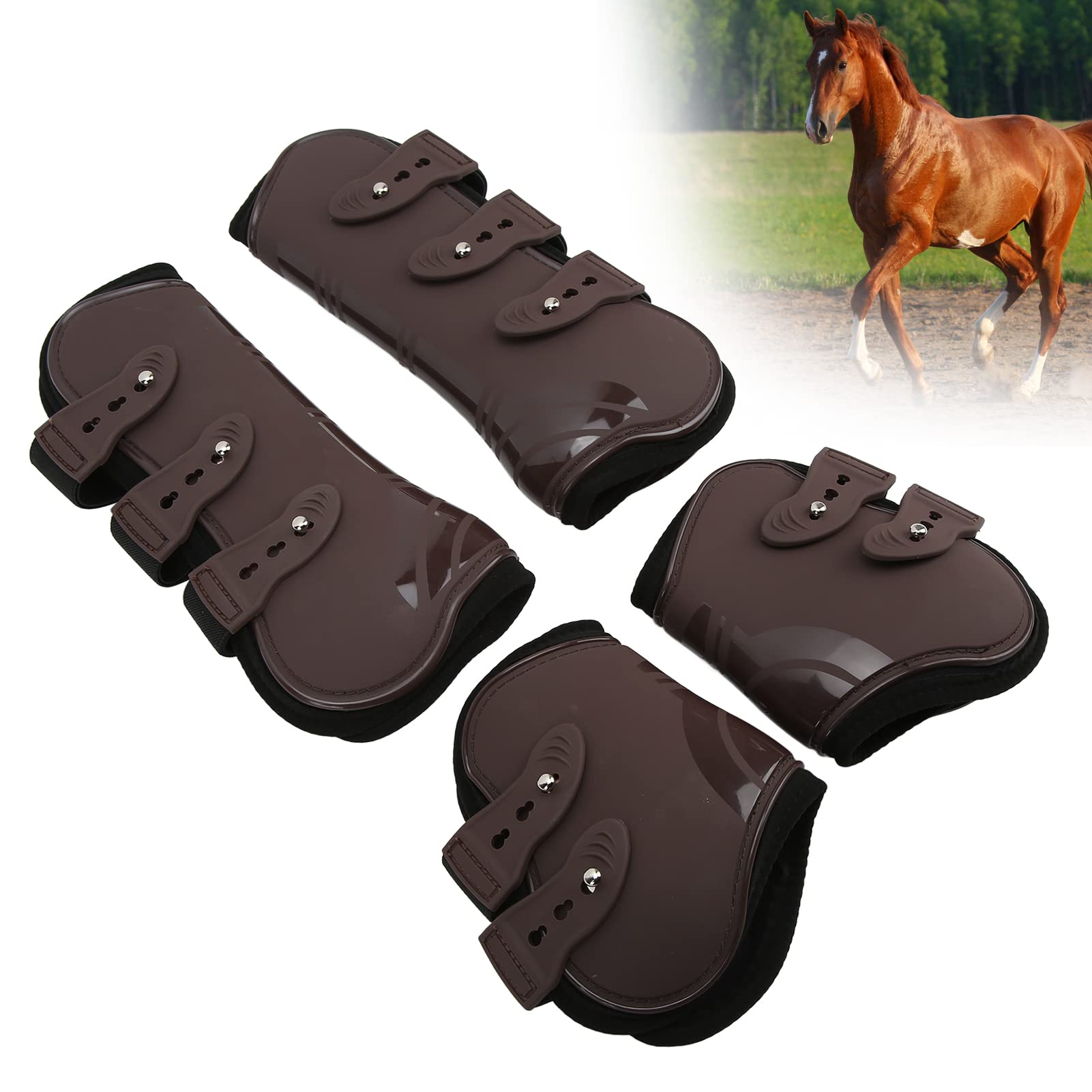 Protezioni per Gamba di Cavallo in Neoprene da 4 Pezzi, Stivali di Protezione Leggeri per Tendini, Adatti per attività Equestri, 2 Anteriori e 2 Posteriori