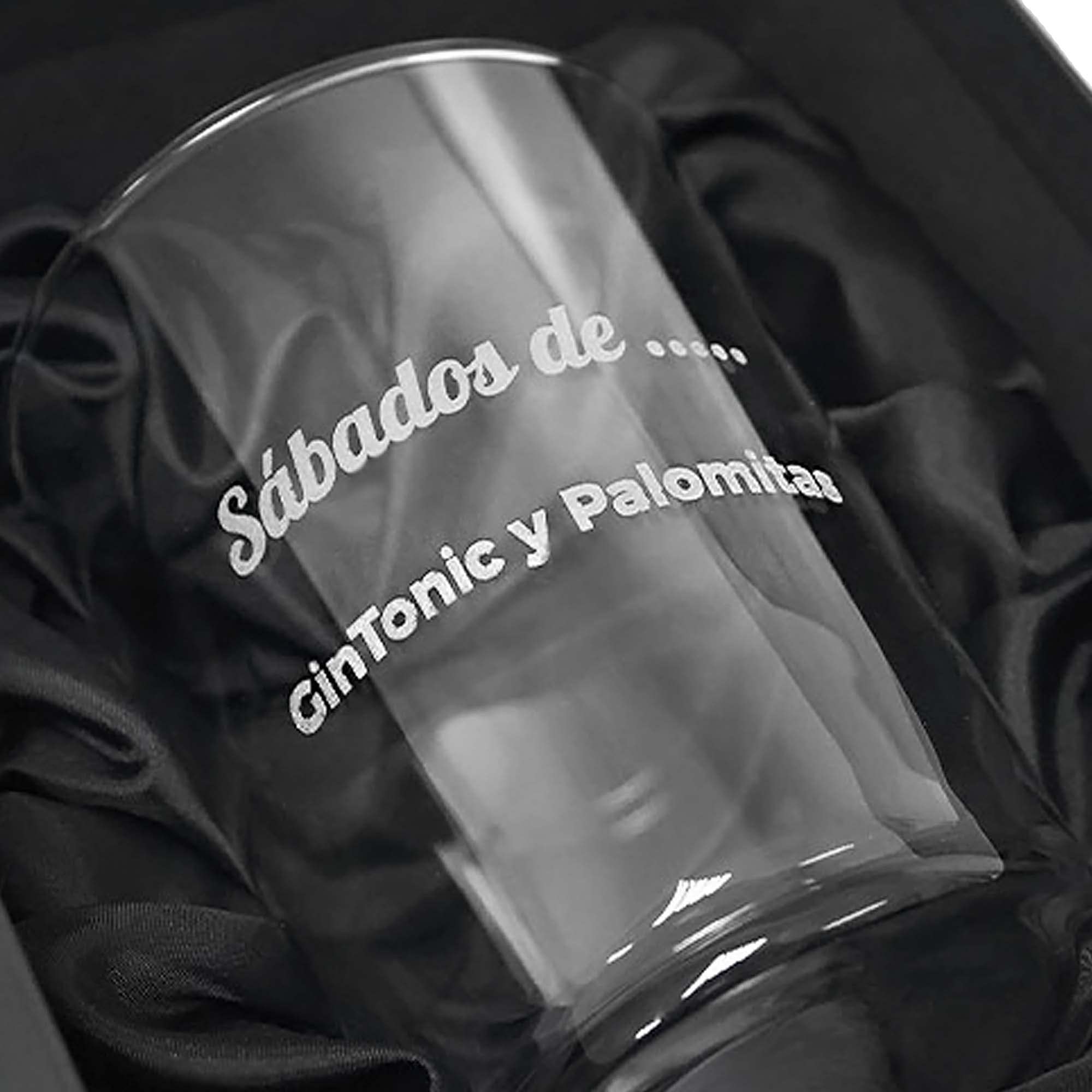 Vasos de sidra o cubata de cristal grabados a láser para eventos, copas, cócteles, whisky (1 Vaso + Estuche)