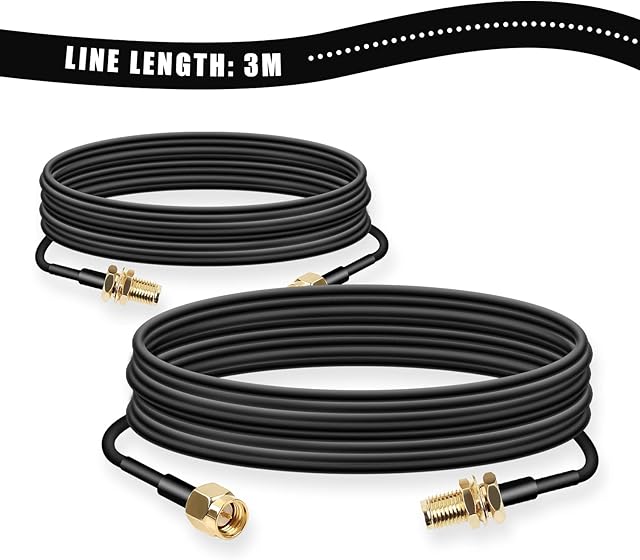 3M Antenna SMA Extension Cable,SMA Male to SMA Female Bulkhead Mount RG174 Antenna Extension Cable 9.84ft Lead for 4G LTE Router Gateway Modem Mobile Cellular Receiver (2 Pieces)