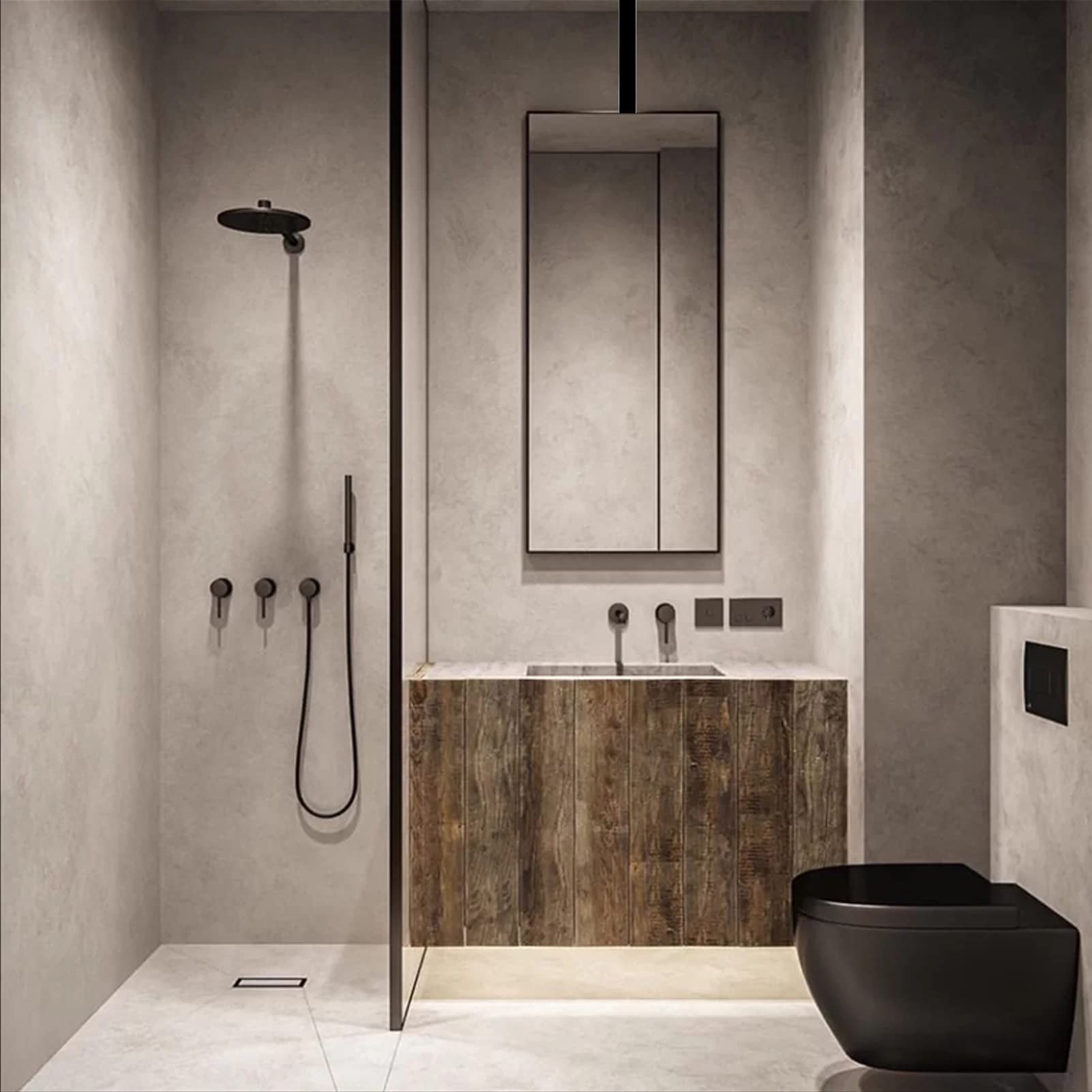 Miroir suspendu à perche en métal noir 40x70cm aux finitions haut de gamme