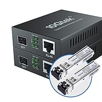 Vista 15 de 10Gtek un par de convertidores de medios bidi de Ethernet Gigabit, convertidor de fibra LC única de modo único a Ethernet RJ45