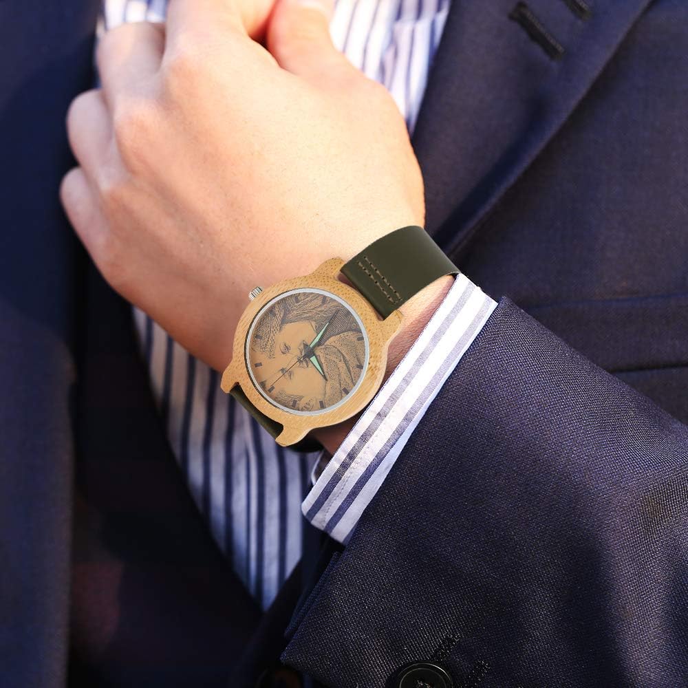 Miniatura 9 de Reloj de madera con foto o mensaje grabado de doble cara para regalo.