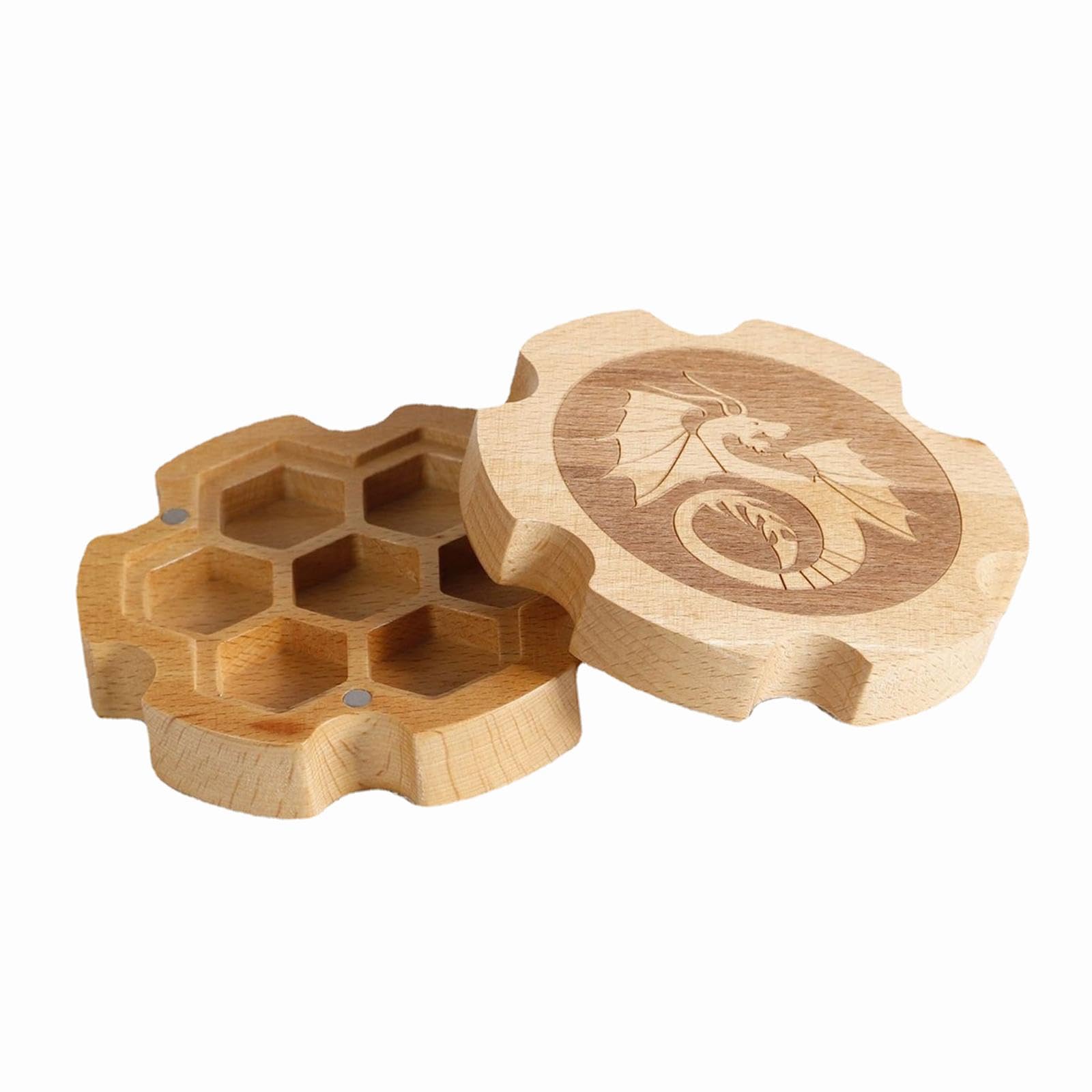 Würfelbox aus Holz, 3er-Set, 7 Stück, für Kinder und Erwachsene, Geschenk-Würfelbox mit Deckel, Buchenfarbe