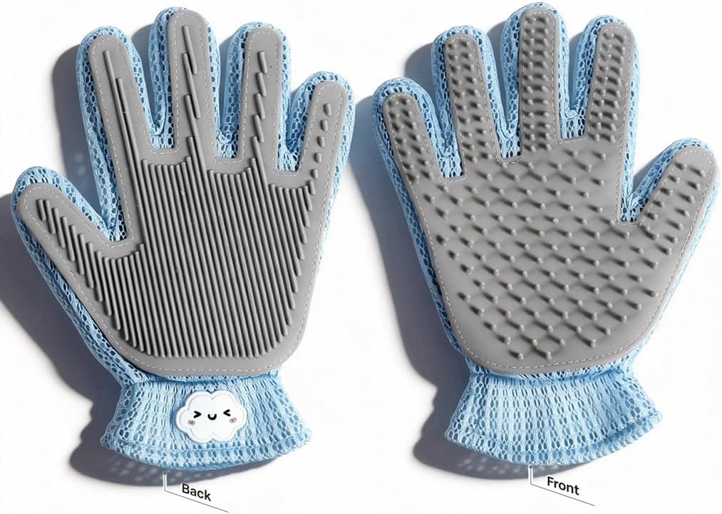 MEUOMIW Pet Hair Remover Glove, Efficient Dog & Cat Grooming Glove, Deshedding Brush for Shedding Control, Perfect for Bathing, Massage and Short/Long Fur (1-Pack, Right-Hand)