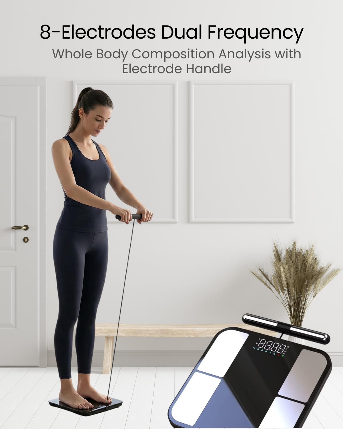 8 Electrodes Smart Scale for Body Weight, BMI, Body Fat, Muscle Mass, Dual Frequency Digital Bathroom Scale, 56 Full Body Composition Analysis, Sync App, Bluetooth, 400 lbs - Nexa 5