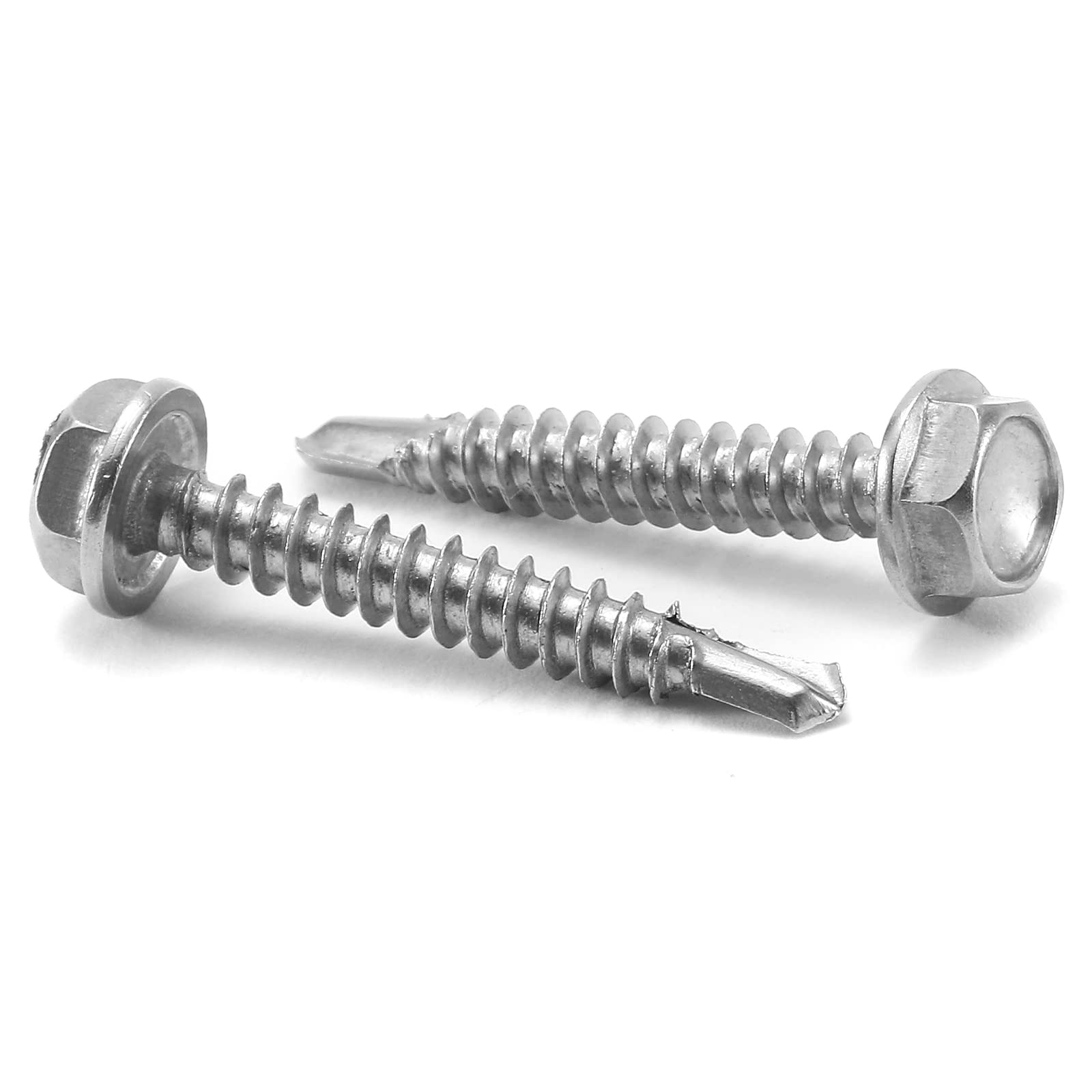 #14 x 1-1/4" Sheet Metal Screws 100PCS 410 Stainless Steel Hex Washer Head Fast Self Tapping Screws by SG TZH