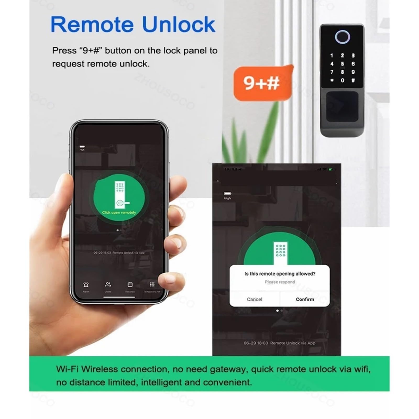 Serrure intelligente, Serrure Électronique Numérique For Porte De Jardin, Étanche, Avec Application Et Wi-Fi, Double Face, Empreinte Digitale, Carte À Code Verrouillage Par(A-1)