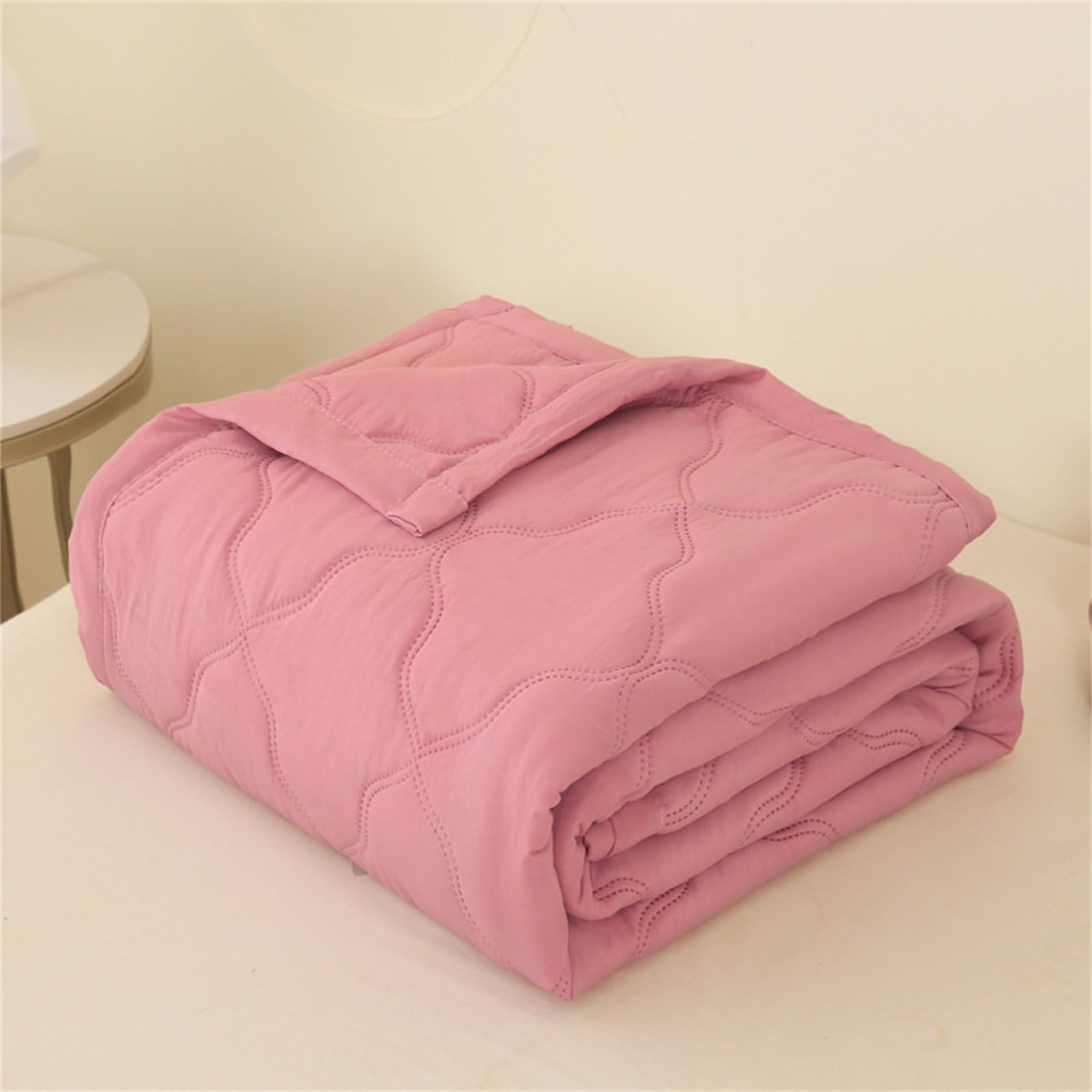 Highdi Bed Throws Quilted Bedspreads, Lightweight Patchwork Quilt Comforter King Single Double, Washable Throw Summer Quilt, Quilted Blanket for All Seasons (Pink,200x230cm)