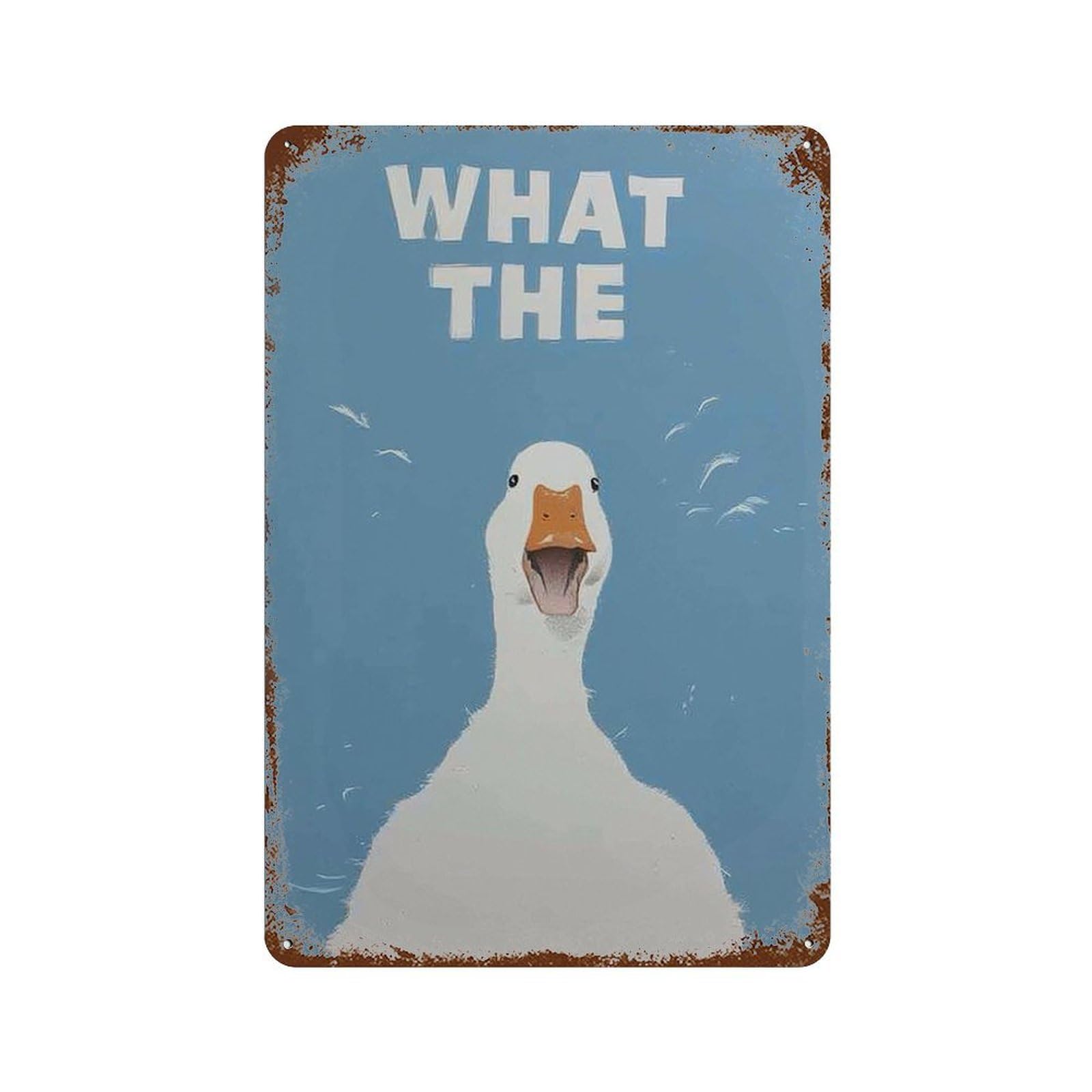 xiaoxiaoshen Funny Duck What The Meme Humorous Animal Quirky Farmhouse Pl Wall Decor Art Metal Tin Poster Modern Home Decor Art Home Bar Shop Decorations Vintage Sign 30x20cm
