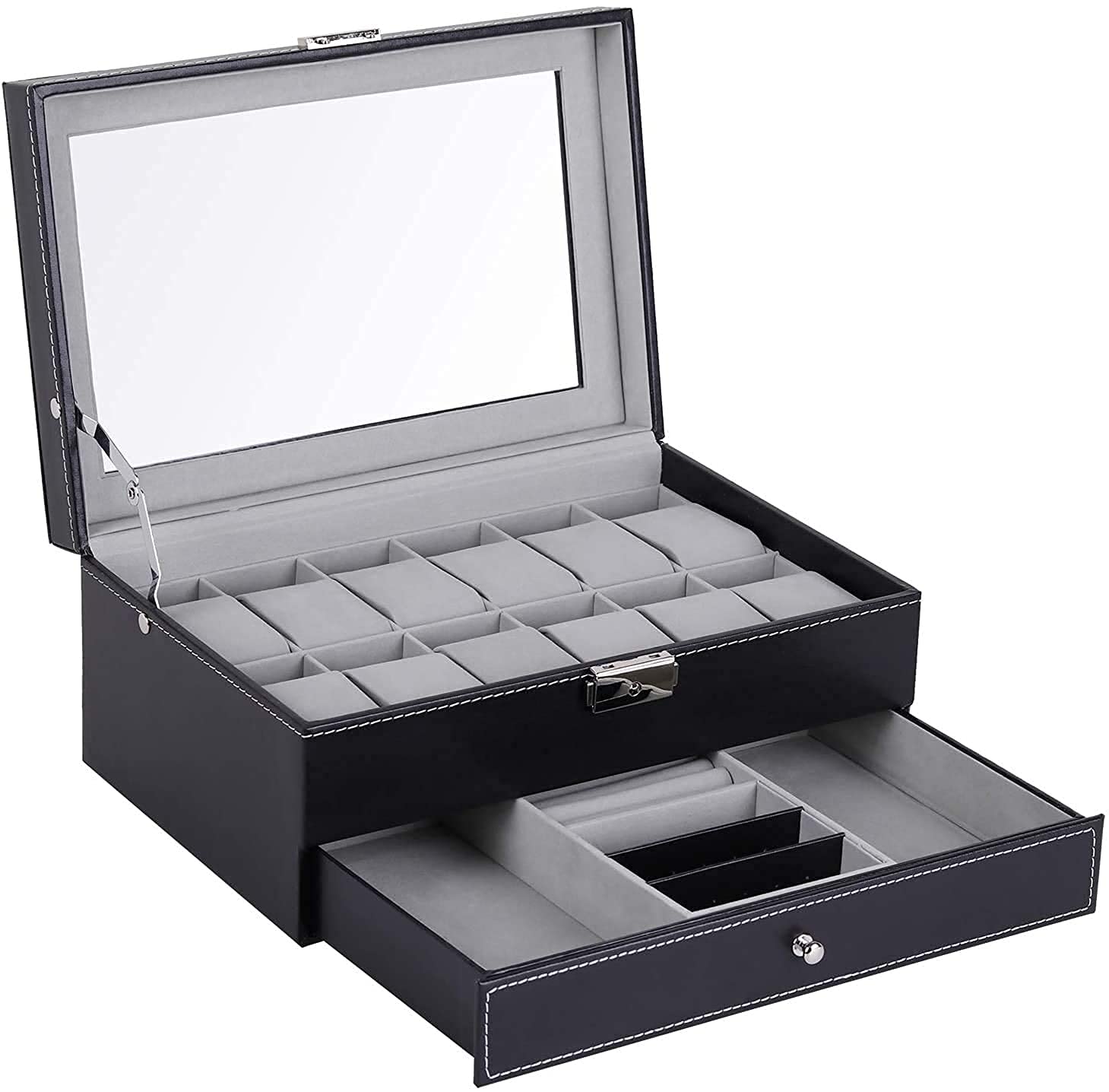 Kamini Enterprise Double-Layer 12 Slot Watch Box Men Women Jewelry Display Drawer case for Sunglasses Rings | Organizer Container Lockable (1ps Double Slot) (B0947416P1) Amazon Price History, Amazon Price Tracker