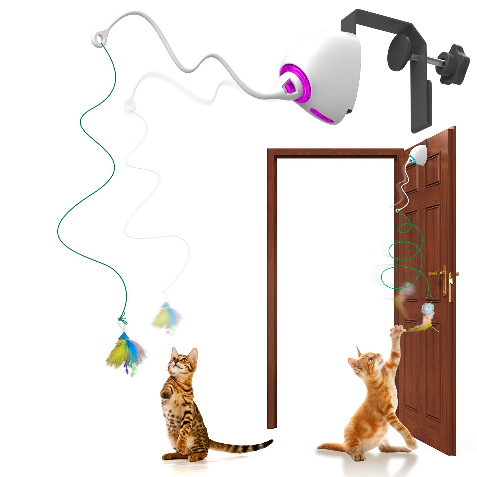 Hanging Cat Toy, Automatic Teaser Cat String Toy, Electronic Interactive Kitten Mental Physical Exercise Cat Toys for Indoor Cats, Rechargeable