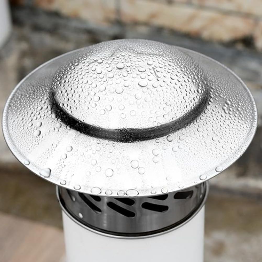 Tapa de chimenea de acero inoxidable 304 para tubo de ventilación de techo, diseño de paraguas para protección contra lluvia y escombros, fácil instalación de herramientas, 8 pulgadas