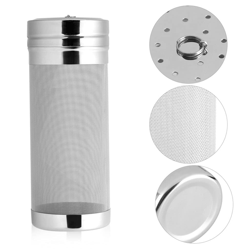 Filtro della conduttura, filtro della pompa dell'acqua, Filtro a maglie in acciaio inox for luppolo da 7x18/7x29cm, 300 micron, filtro for birra a maglie for homebrew, filtro a tramoggia asciutta for
